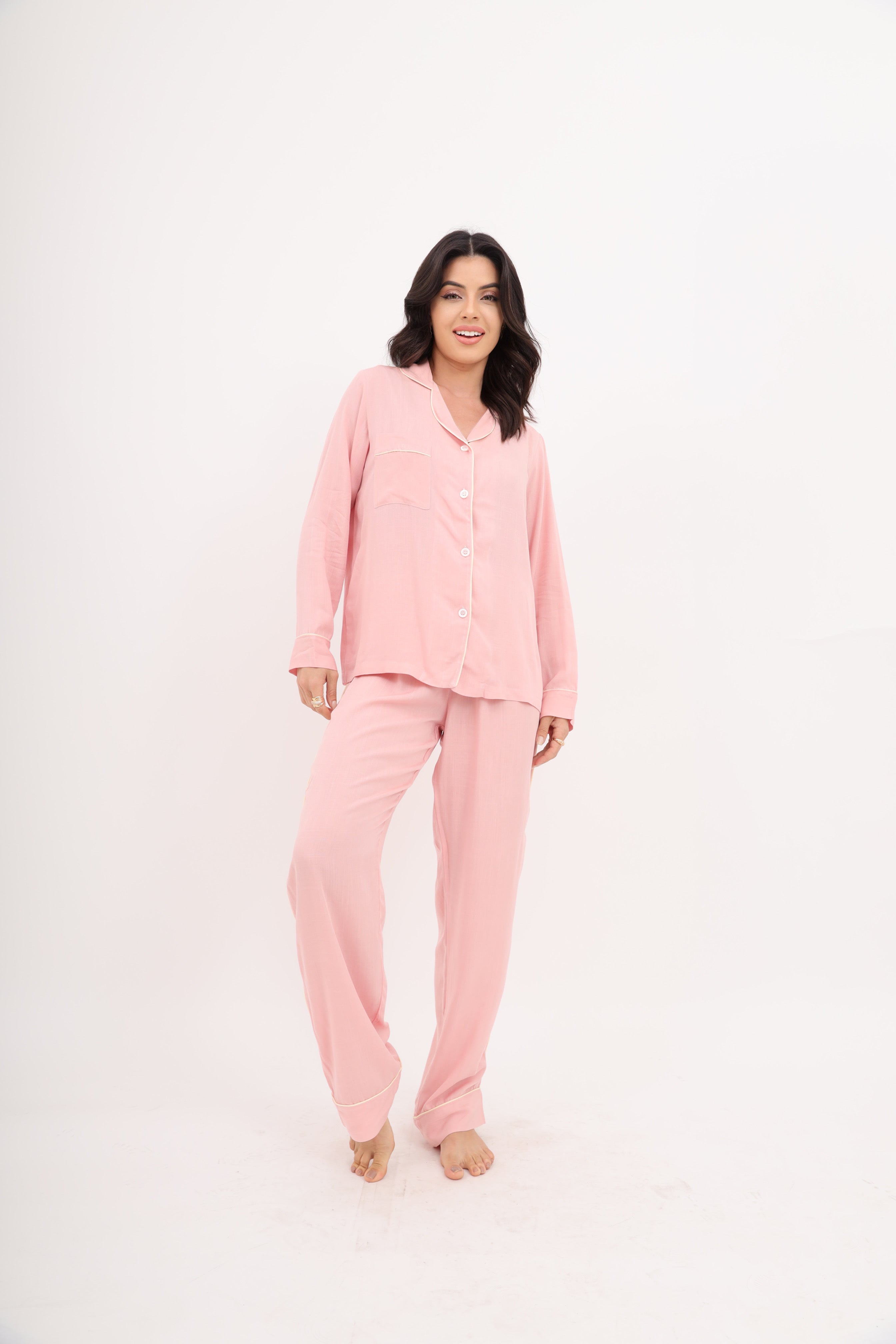 Pijama Americano Longo Viscolinho Rose