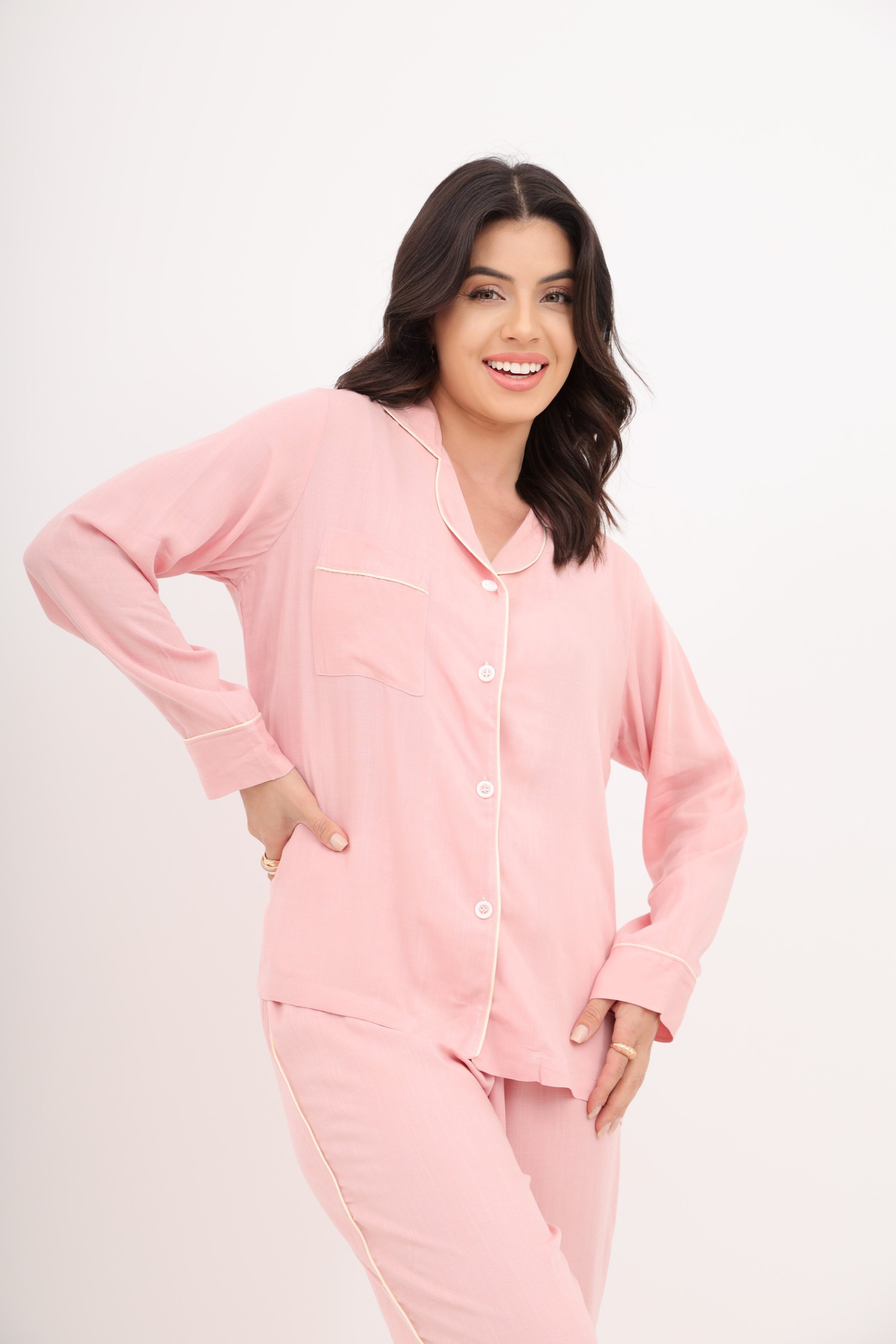 Pijama Americano Longo Viscolinho Rose