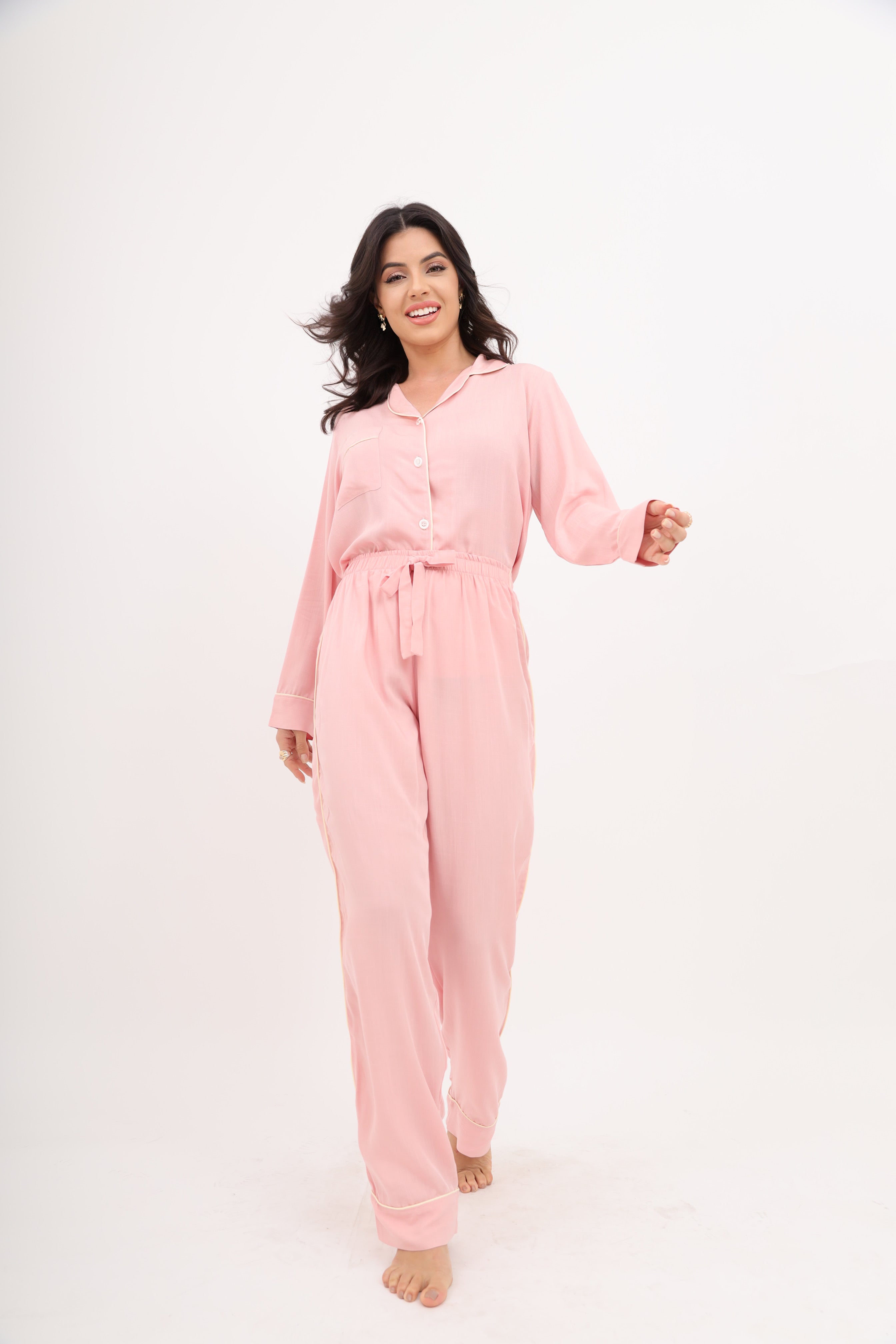 Pijama Americano Longo Viscolinho Rose